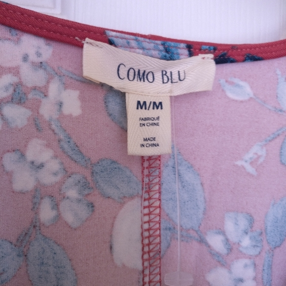 NWT V-Neck Floral Patterned Red Dress M - Picture 5 of 7